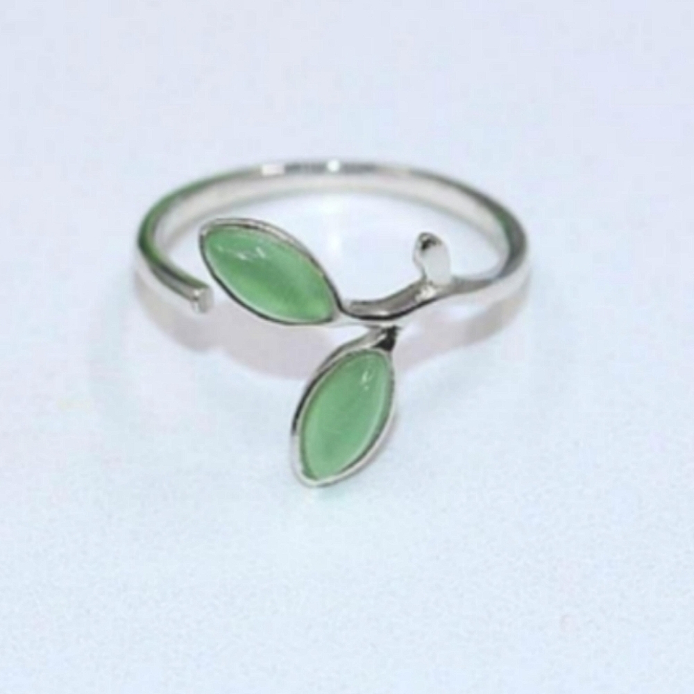 Frosted Green Opal Leaf Ring  2 Available